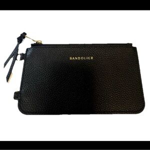 Bandolier Black/gold pebbled leather pouch 4”X7”